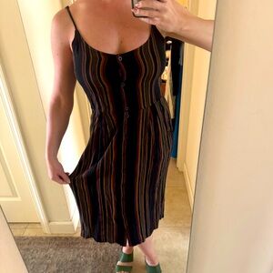 Button-front RVCA striped midi dress